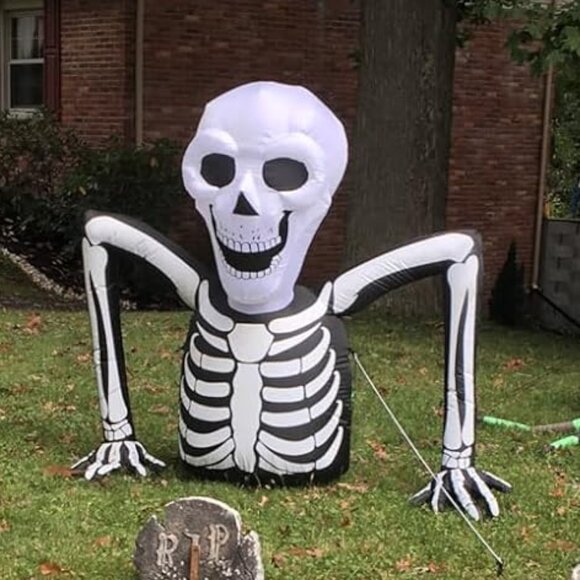 5.5 FT Skeleton Ground Halloween Blow Up Inflatable Decorations with LED Light - Picture 1 of 12